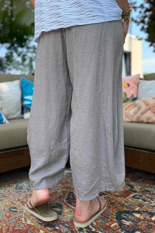Sandbar Linen Blend Barrel Culotte Pant Mocha